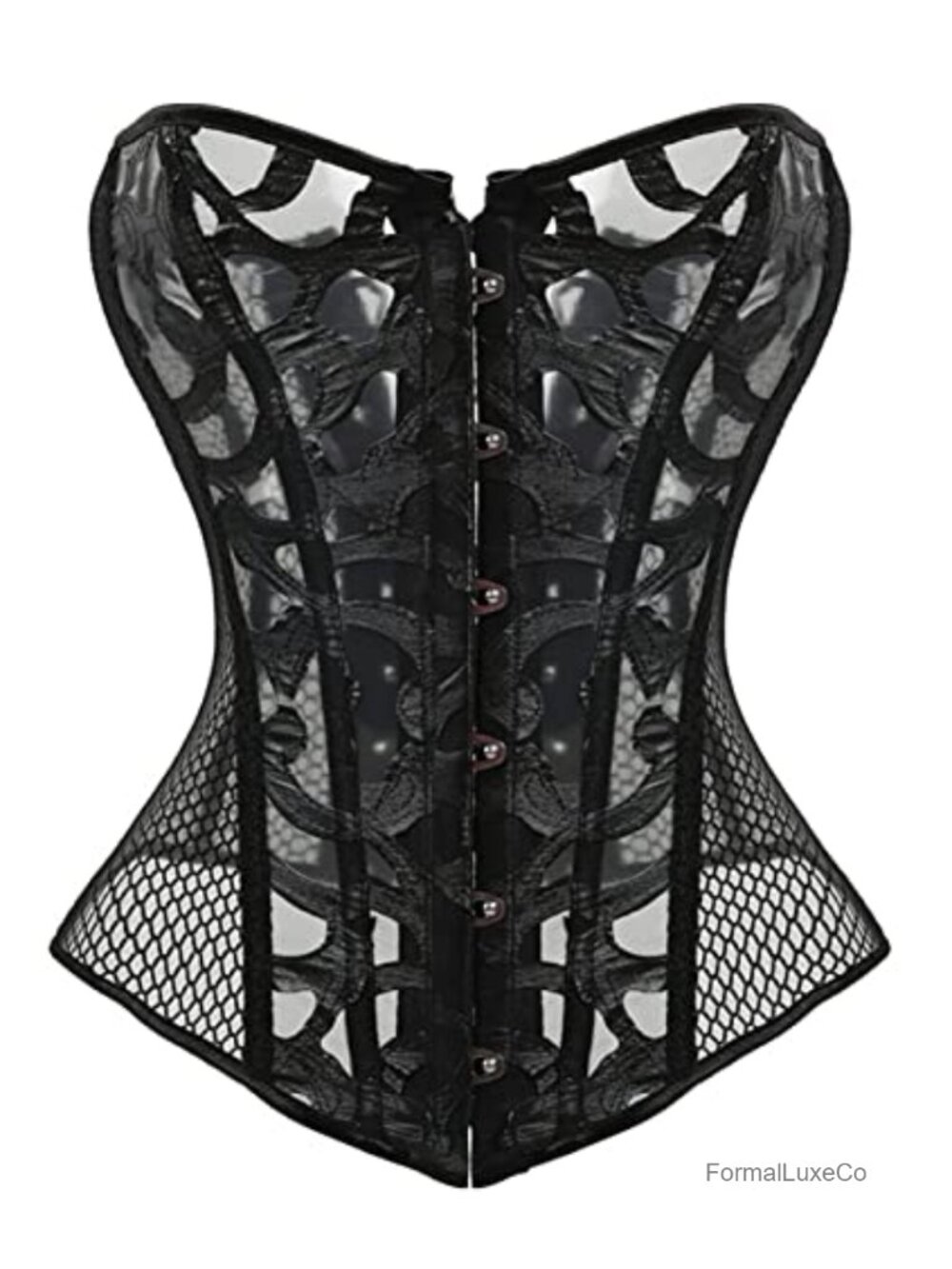 EverLove Satin Overbust Corset Top Lace Up Bustier Shapewear
